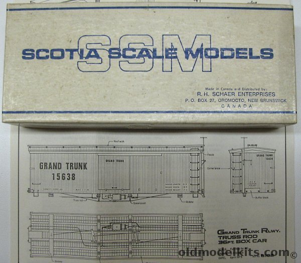 Scotia Scale Models 1/87 Truss Rod 36 Foot Wooden Box Car - Grand Trunk - Wood and Metal HO Craftsman Kit, 8102 plastic model kit